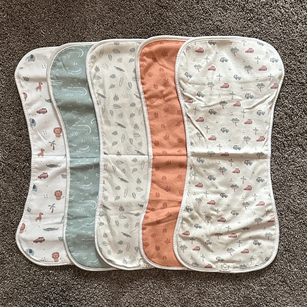 5 Pack of KeaBabies Organic Burp Cloths for Babies, Unisex, Large 21" x 10".